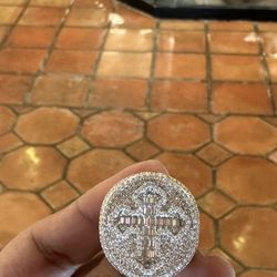 925 Silver Moissanite Cross Ring