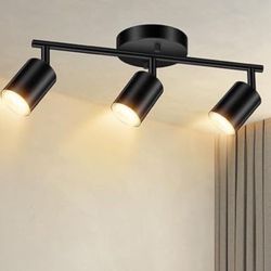LED Track Lighting Fixtures Ceiling, Black 3-Light 