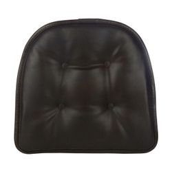 Gripper Non Slip 15" x 16" Faux Leather Dark Brown Chair Cushions