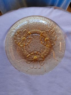 Vintage yellow/topaz depression glass footed plate.