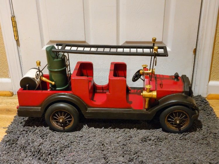 Late 1900's Antique Wood & Metal Fire Truck