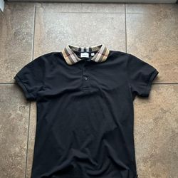 Burberry Black Polo Checked Collar