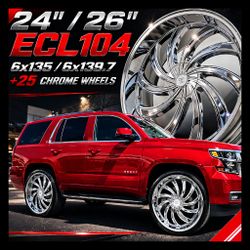 Brand New 24" ECL104 6x139.7 Chrome Wheels