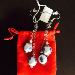 Long porcelain ball earrings / Classy Cameo jewelry set / Long Fashion earrings ❄️❤️❄️🎄❄️❤️❄️ Visit for jewelry and gift ideas