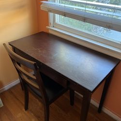 Dark brown Desk + Chair