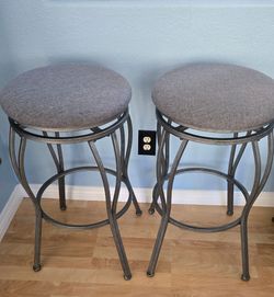 Gray Fabric Bar Stools – Excellent Condition – Set of 2
