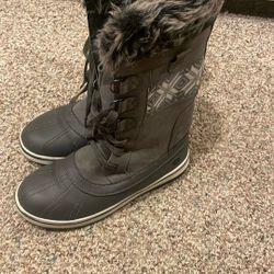 Northside Bishop Snow Winter Boots Gray Women's Sz 10 Fair Isle Print Faux Fur