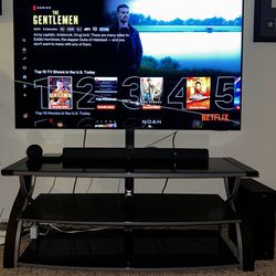 Samsung Neo QLED 65 Inch with TV Stand and Phillips 2.1 Sound Bar and Subwoofer 