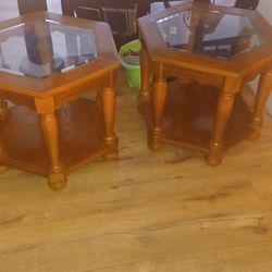Hexagonal Wooden End Tables