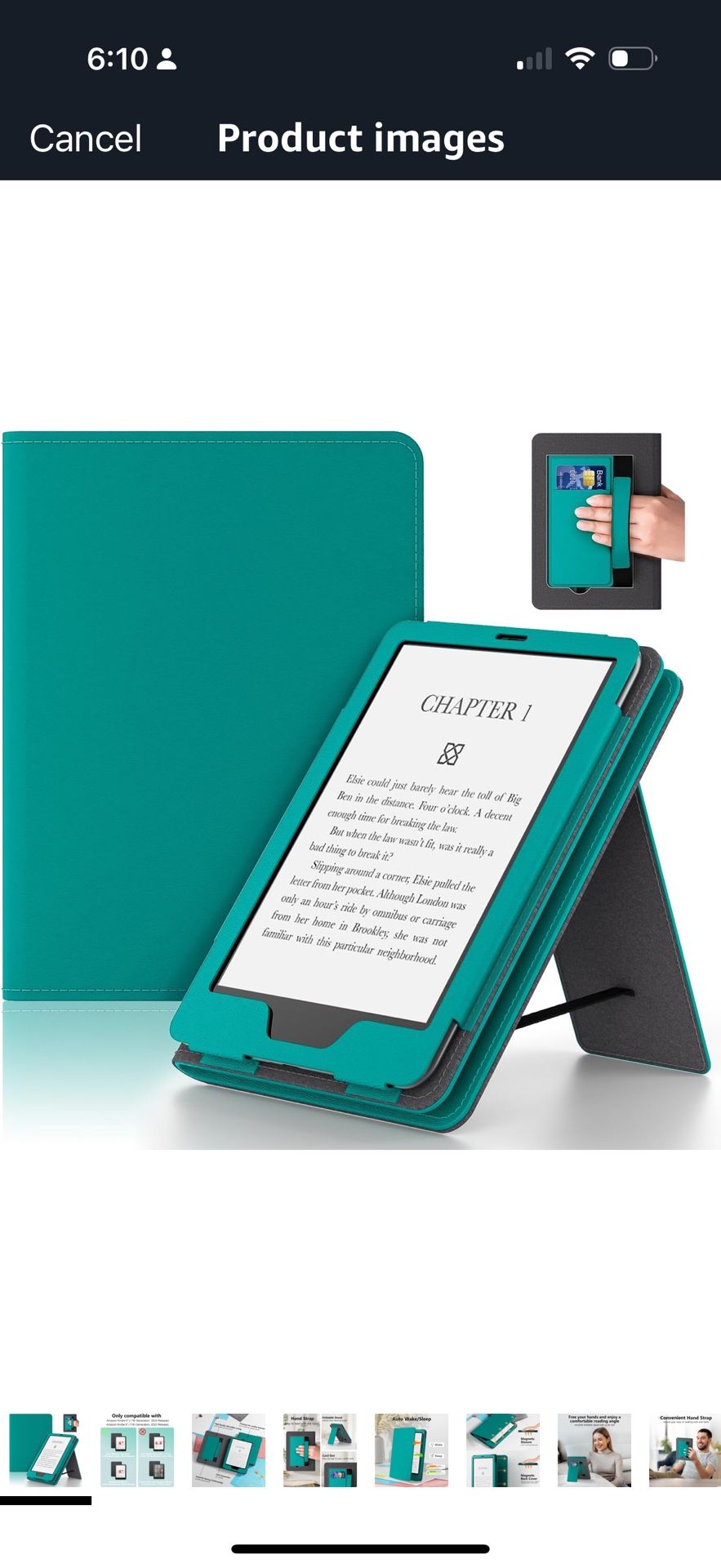 Lainergie Kindle Case for New 6" Kindle (11th Generation, 2024/2022 Release), Slim PU Leather Smart Shell Cover for Kindle Basic with Stand, Hand Stra
