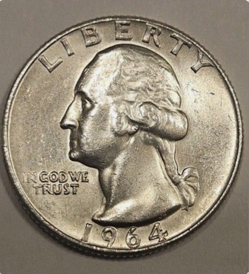1964 D Mint Silver Error Washington Quarter Dollar
