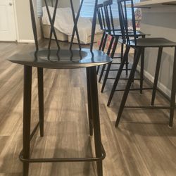 Set Of 4 Black Barstools 