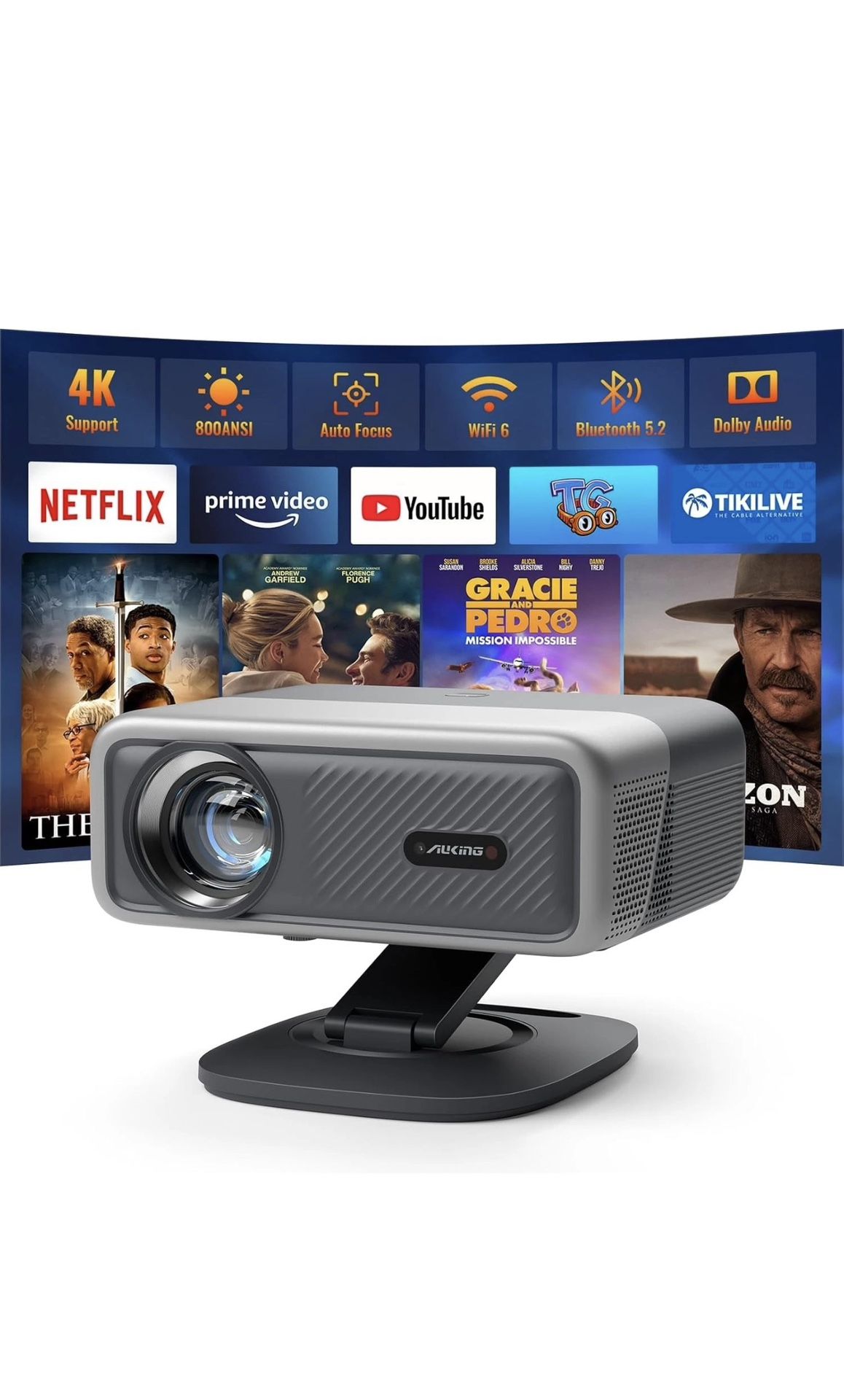 AuKing Smart Projector H10 Compatible with Netflix & Youtube & Prime Video