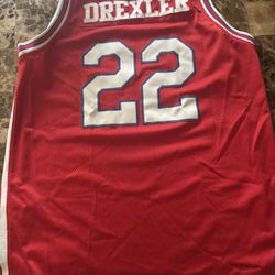 C Drexler Jersey 22 Houston Nba True School Adidas 3 Stripes