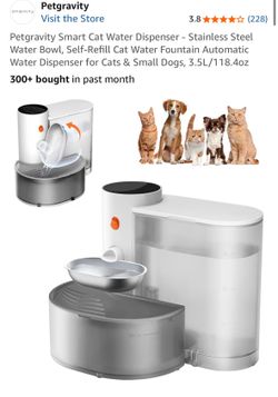 Petgravity Smart Cat Water Dispenser - Stainless Steel Water Bowl, Self-Refill Cat Water Fountain