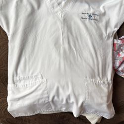 3 White Scrub Tops And Lab Jacket  For The Beasley School Of Nursing At Tywater Community College