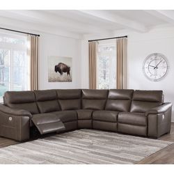 5 Piece leather sectional with Dual Motor