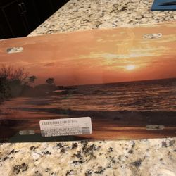   Metal Beach Sunset Car/truck License Plate Fits Most Vehicles, New In sealed Packaging