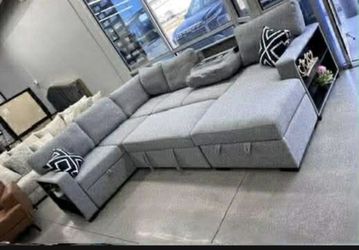 Couch Pull Out Bed , Charger Station / Cup Holders New In Box / Firm Price 