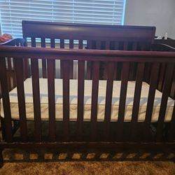 Dark walnut Crib W/mattress 