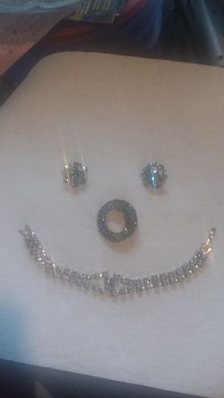 Rhinestone Bracelet Brooch Earrings