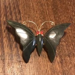 Jade butterfly brooch