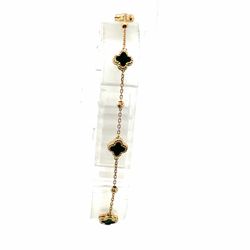 Woman’s Ladies 14k Yellow Gold 7.5” Inch Green Clover Chain Bracelet GP3129611