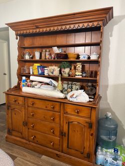 Vintage solid wood china hutch
