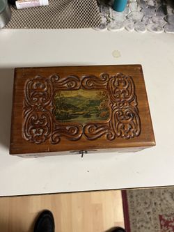 Carved wooden box