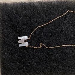 Delicade necklace gold 14kt Letter M Mother Of Pearl