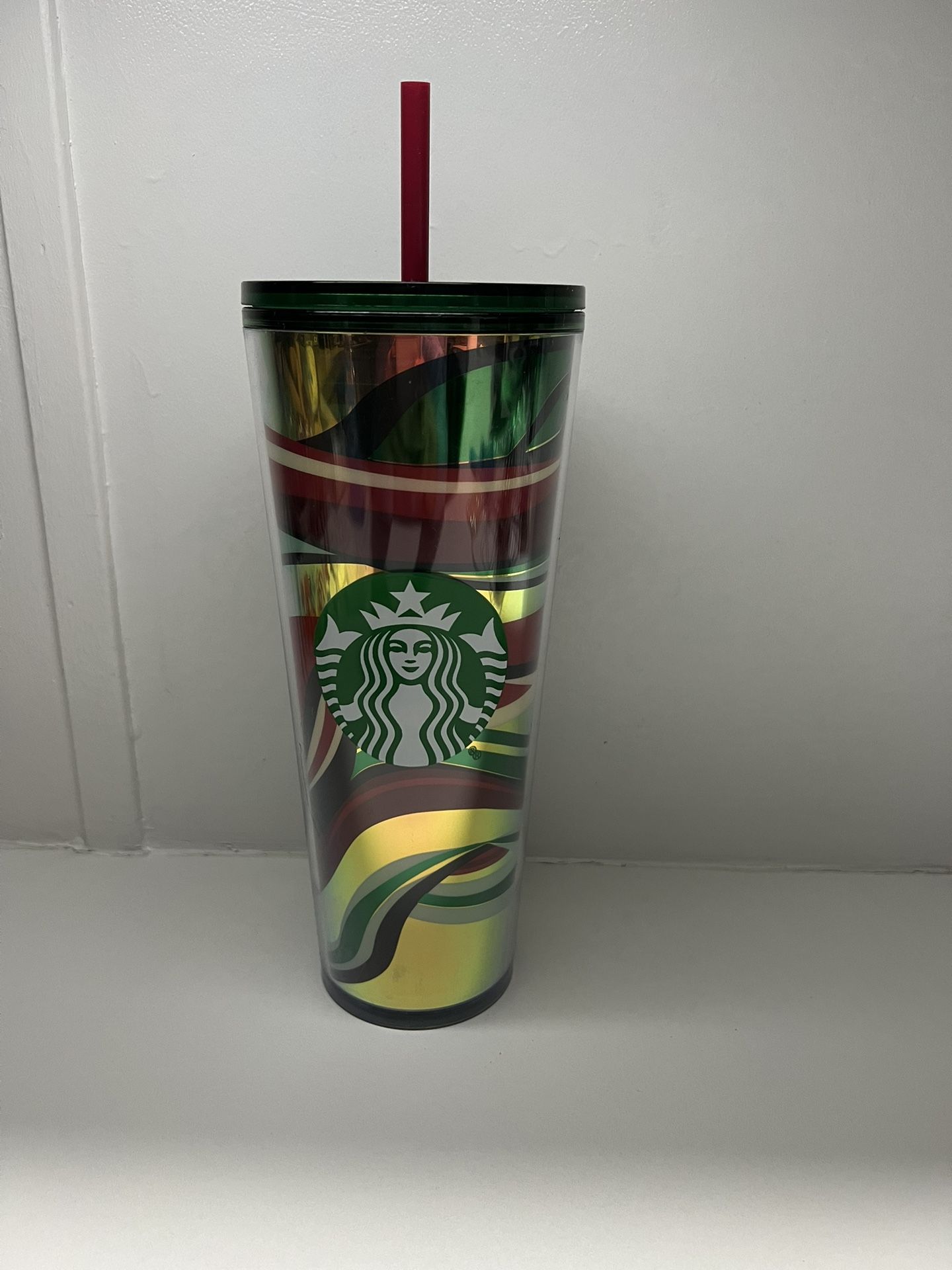 Starbucks Winter Holiday Mulit Color Swirl 24oz Cold Cup Tumbler