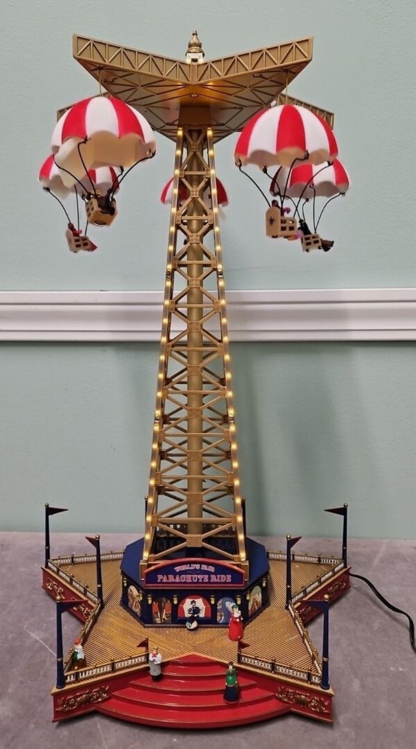 2005 MR CHRISTMAS WORLD'S FAIR PARACHUTE RIDE GOLD LABEL MUSICAL WORKS W/ BOX