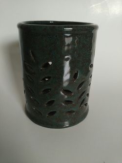 5" Green Cutout Ceramic Glazed Orchid Plant Flower Pot Candle Holder