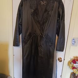 Ladies Long Leather Coat 
