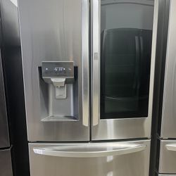 Refrigerator LG glass door in door 36” inches wide stainless steel French door 