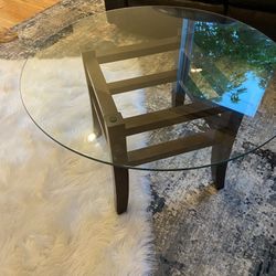 Glass And Dark Wood Coffee Table