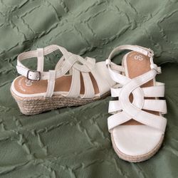 Girls White Wedge Heels