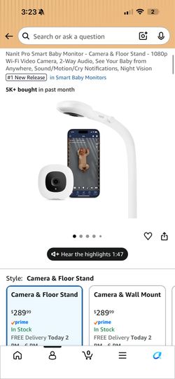 Nanit pro baby monitor camera and Floor stand
