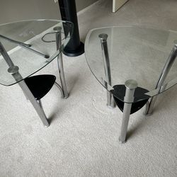 2 sleek modern glass night stands