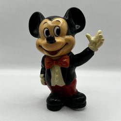  1960's 6” Mickey Mouse Piggy Bank Moving Arm Walt Disney Productions