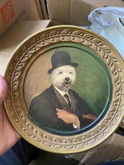 Round Decorative Gentleman Dog Painting