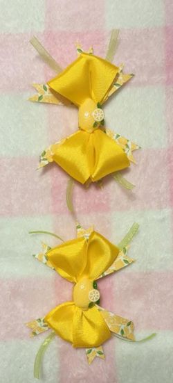 Lemon Bows For Pigtails Or Twin Buns