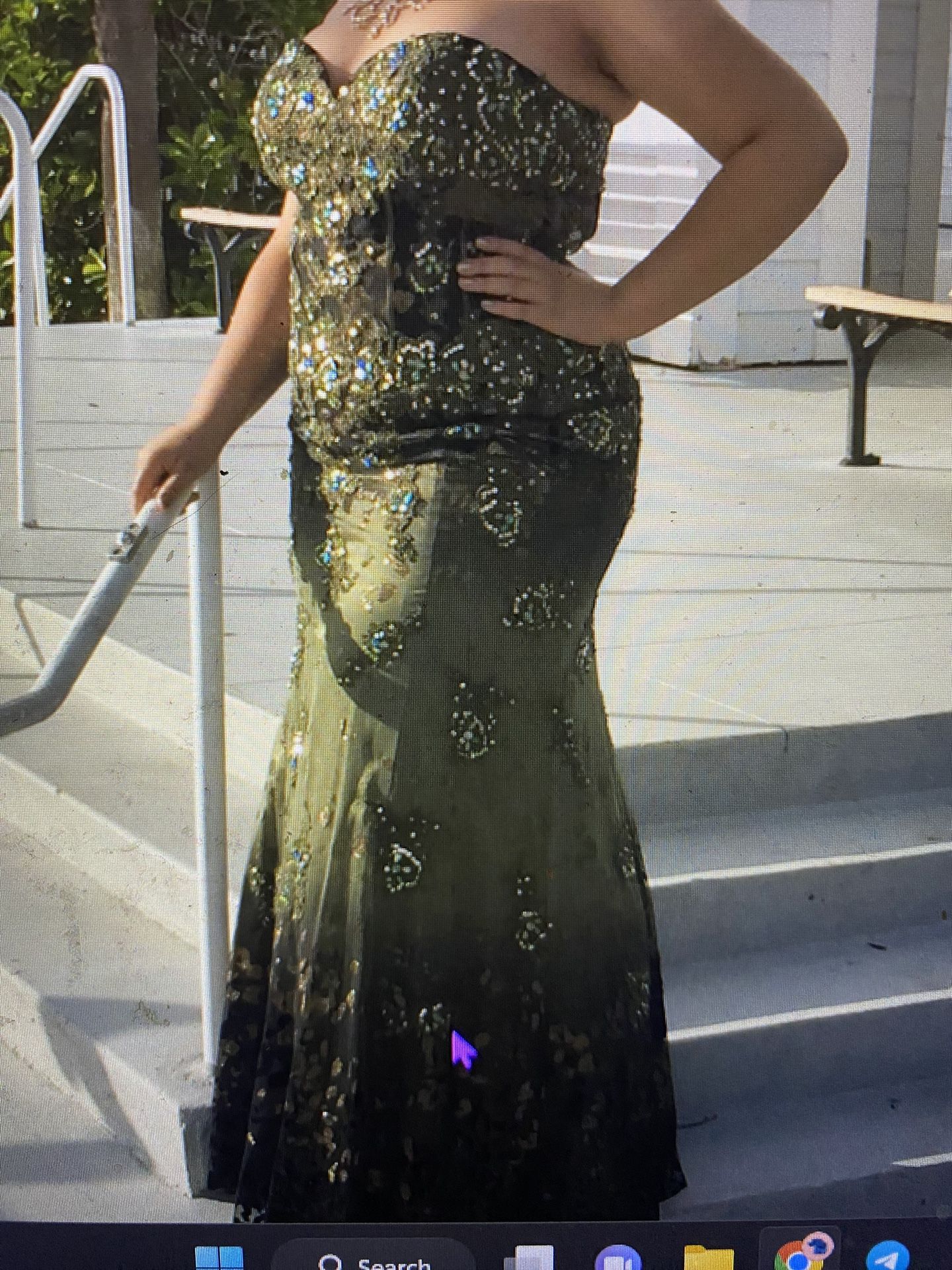 Green Gold Formal Evening Prom Gown “Mermaid Inspired” Size 18