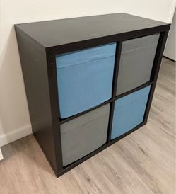 4 Black Wooden Cubby Storage Organizer