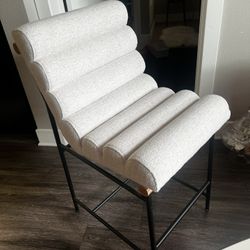 Wayfair Modern Bolster Counter Stool Woven Herringbone Upholstered Seating Oatmeal