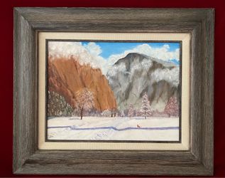 Vintage Oil Painting VIEW OF HALF DOME FROM YOSEMITE VALLEY by John Houston
