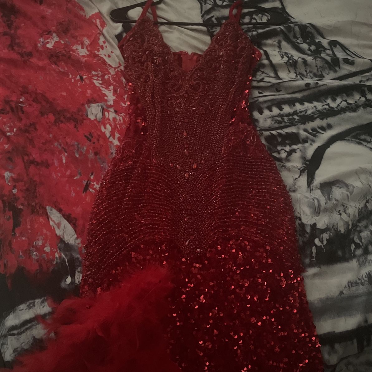 Red Rhinestone Prom dress