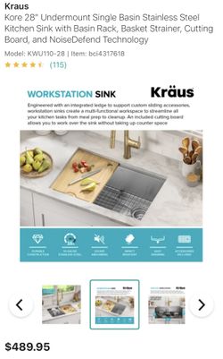 New Kraus KWU-110 28” Kitchen Under-Mount Sink
