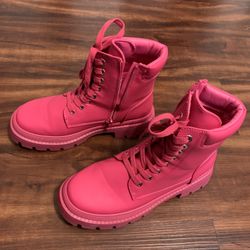 JUSTFAB FUCHSIA PURPLE Size 10 Lace Up Faux Leather Tevos CombatBoots