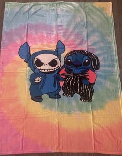 LILO and Stitch Tie Dye And Halloween Style Fleeced Blanket Throw Blanket New 50in x 38in